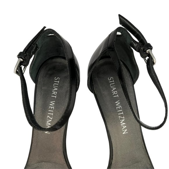 Stuart Weitzman Nudistsong Ankle Strap Patent Leather Stiletto Sandal Heels 7.5 - Picture 6 of 13
